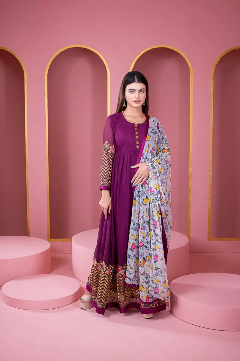 Georgette Embroidered Lehenga Party Dress, Free Size to 46, 6 Colours