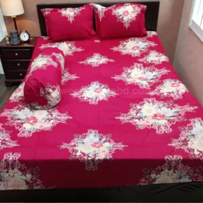 Pure Twill Cotton King Bed Sheet with Pillow and Bolster Covers