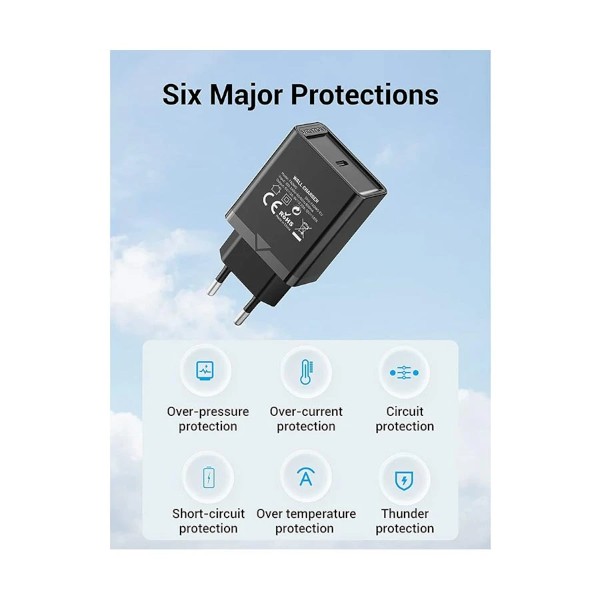 Vention FADB0-EU 1-Port USB-C 20W Black Charger