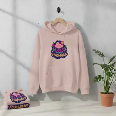 Premium Comfortable Printed Ladies Winter Hoodie (Salmon)