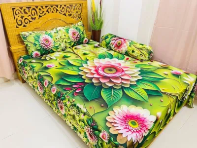 Water Proof China Premium 3D Design Bed Sheet King Size (7.8ft/6.8ft)
