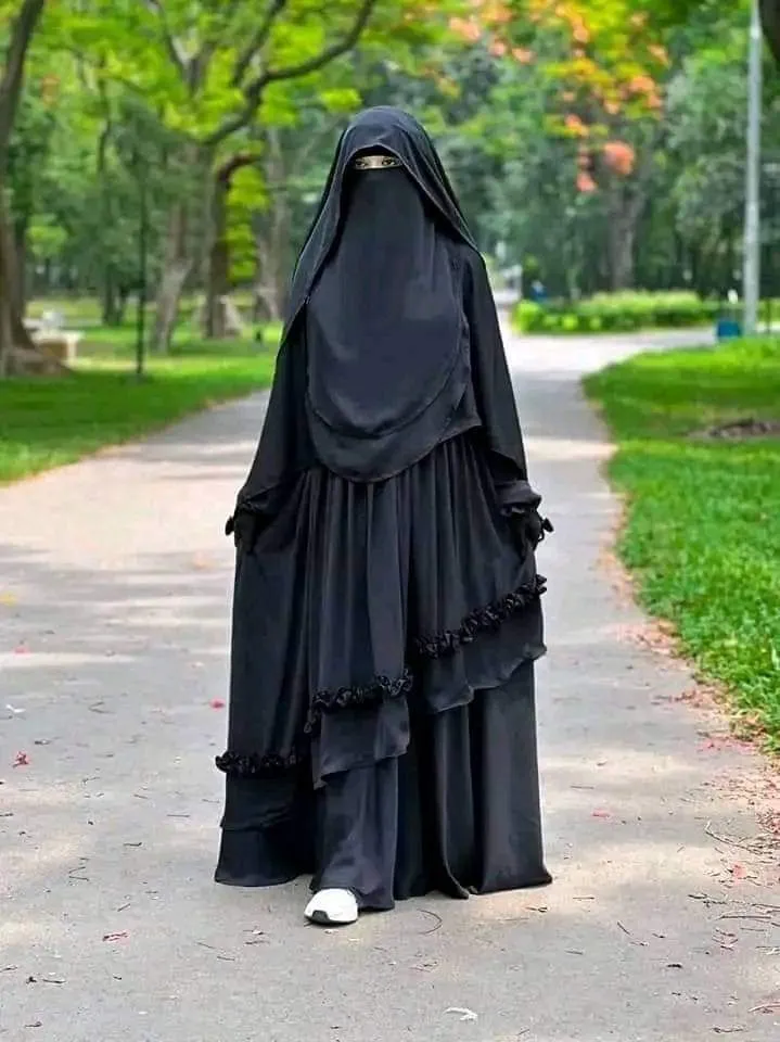 Ayesha Borka Full Set with Hijab and Niqab, Cherry Fabric