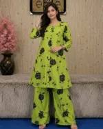 Soft Silk Western Two Piece with Button Front and Screen Print