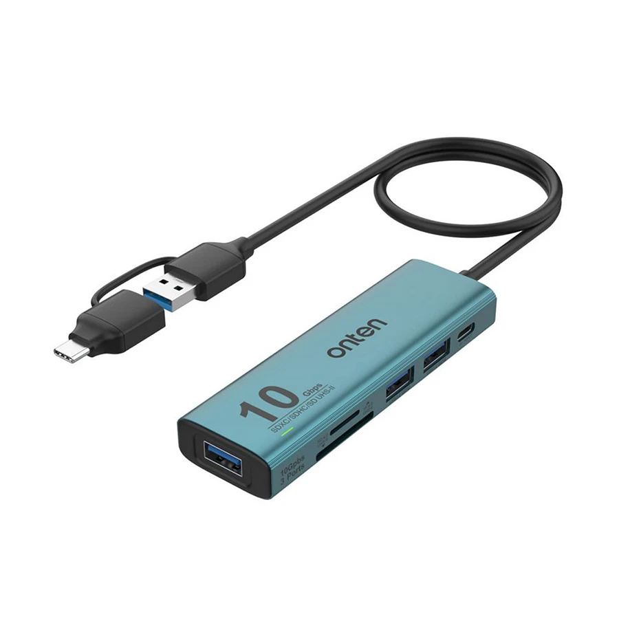 Onten OTN-UCA613+ USB/Type-C to Tri USB, Type-C PD, SD & TF Converter