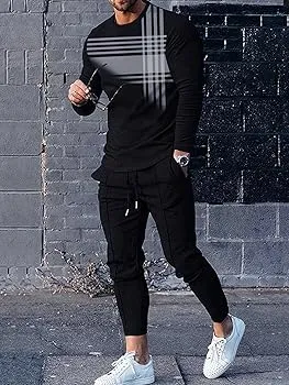 Men's Mesh Jersey Long Sleeve Tee and Trouser Set, 5 Colours