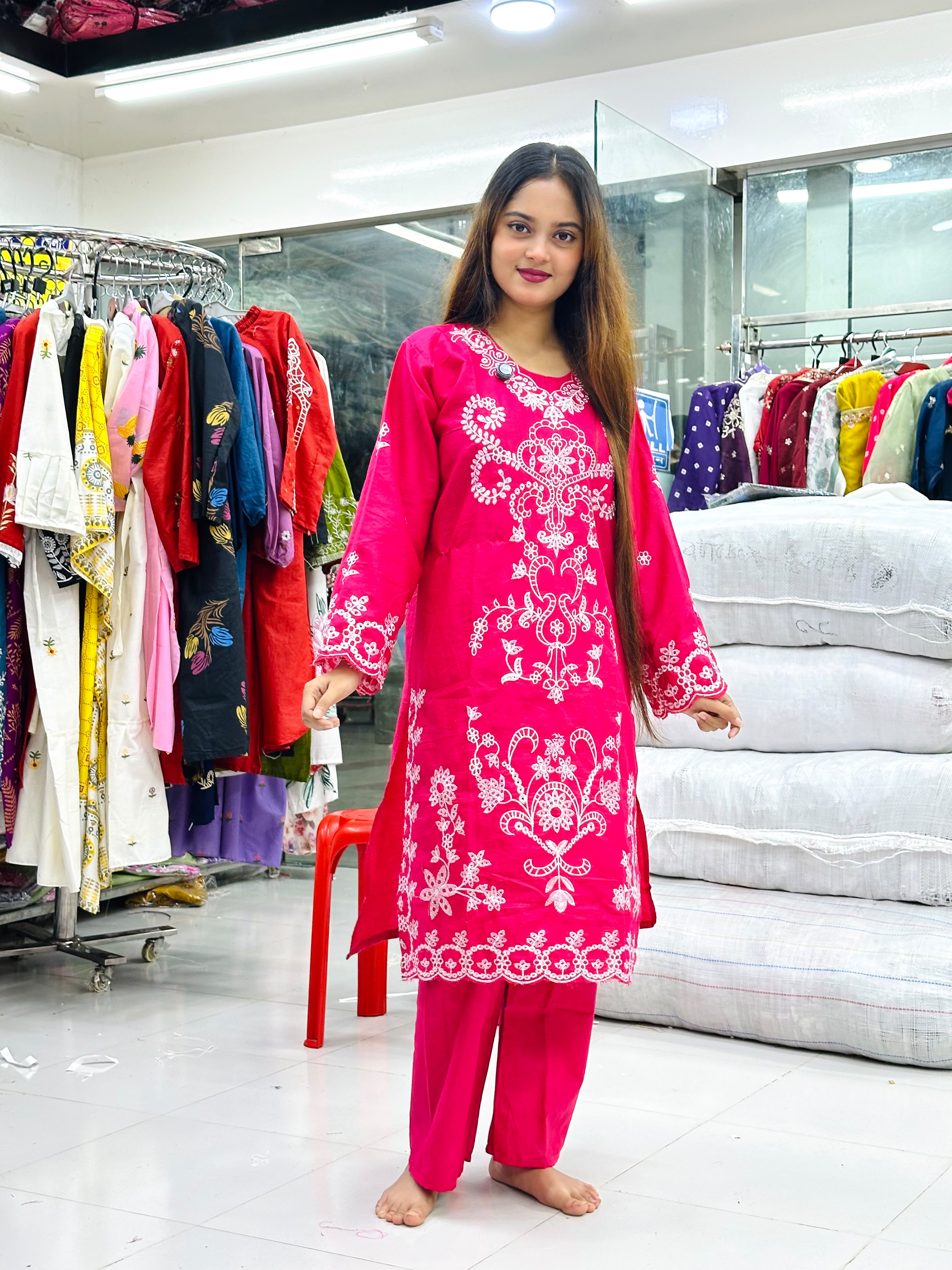TC Cotton Embroidered Co-Ord Set for Office and Campus Wear