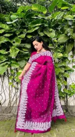 Half Silk Block Print Saree without Blouse Piece, 6 Colours