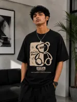 Men's Pure Cotton Drop Shoulder T-Shirt with DTF Print
