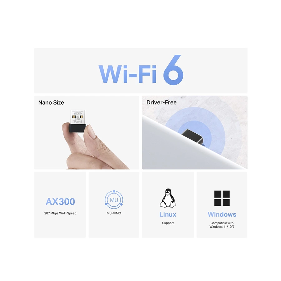 Mercusys MA14N AX300 Single Band Wi-Fi 6 Nano USB Adapter