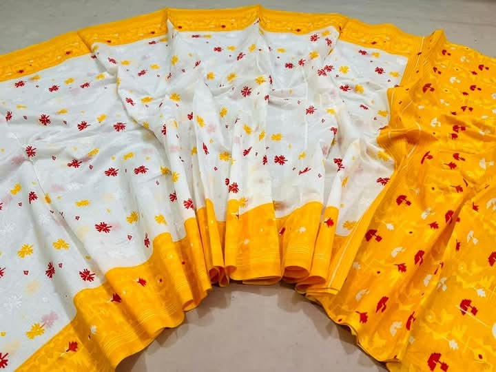 Half Silk Screen Print Saree without Blouse Piece, 3 Colours
