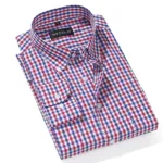Men's Long Sleeve Office Check Shirt in Pure Cotton, M to XL
