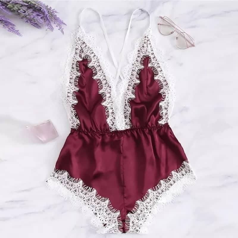Women's Silk Satin Night Suit with Lace Work, Free Size