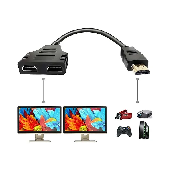 K2 HDMI Male to Dual HDMI Female Black Splitter