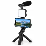 3-in-1 Professional Video Making Vlogging Kit with Shotgun Mic, LED Light & Tripod