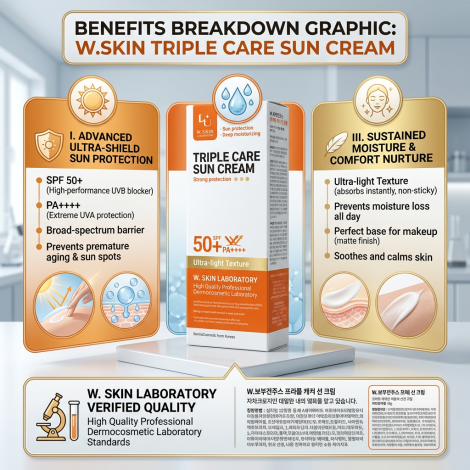 W.Skin Laboratory Triple Care Sun Cream SPF50+ PA+++ 60g (Korea)