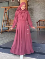 Aneya Kuchi Borka Set with Hijab, Cherry Fabric, 6 Colours