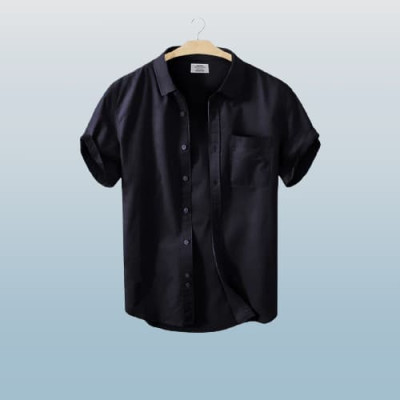 Men's Stylish Half Sleev Casual Solid Shirt ( Black )