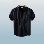 Men's Stylish Half Sleev Casual Solid Shirt ( Black )