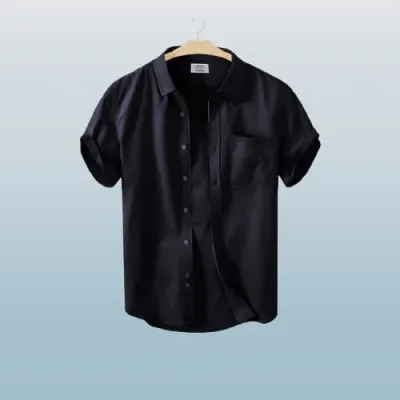 Men's Stylish Half Sleev Casual Solid Shirt ( Black )
