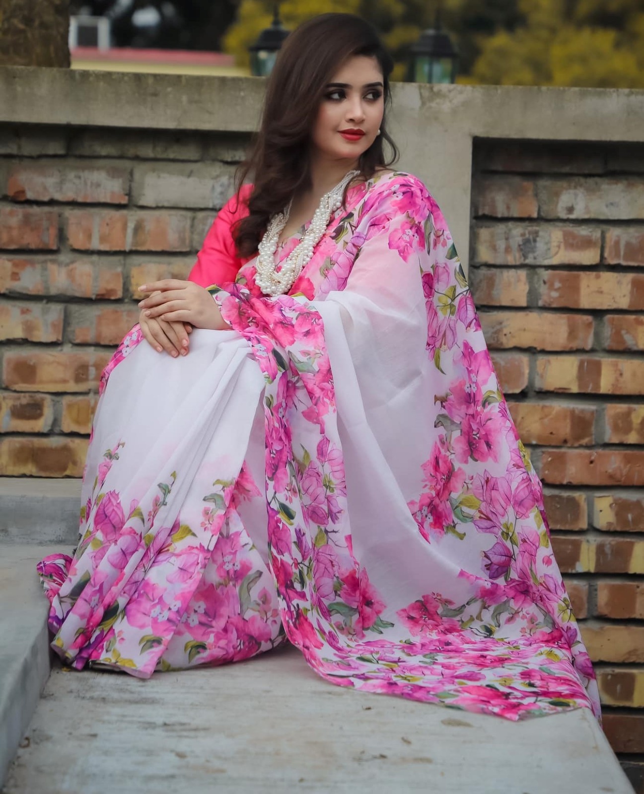 Women's Digital Print Chanduri Silk Saree, Blouse Included