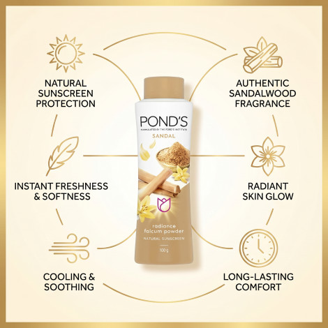 Pond's Sandal Radiance Talcum Powder 100g (India)