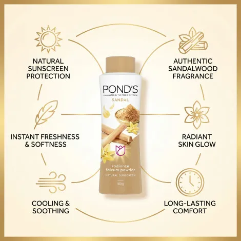 Pond's Sandal Radiance Talcum Powder 100g (India)