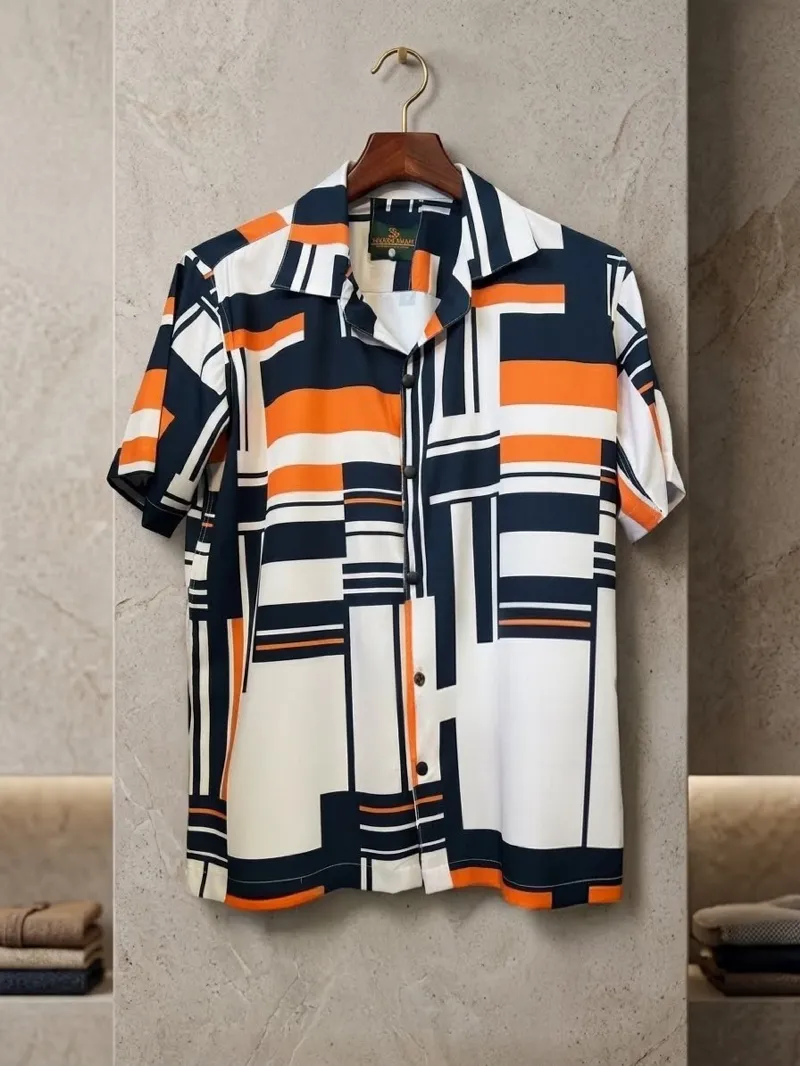 Men's Digital Print Half Sleeve Shirt, Sizes M, XL and XXL