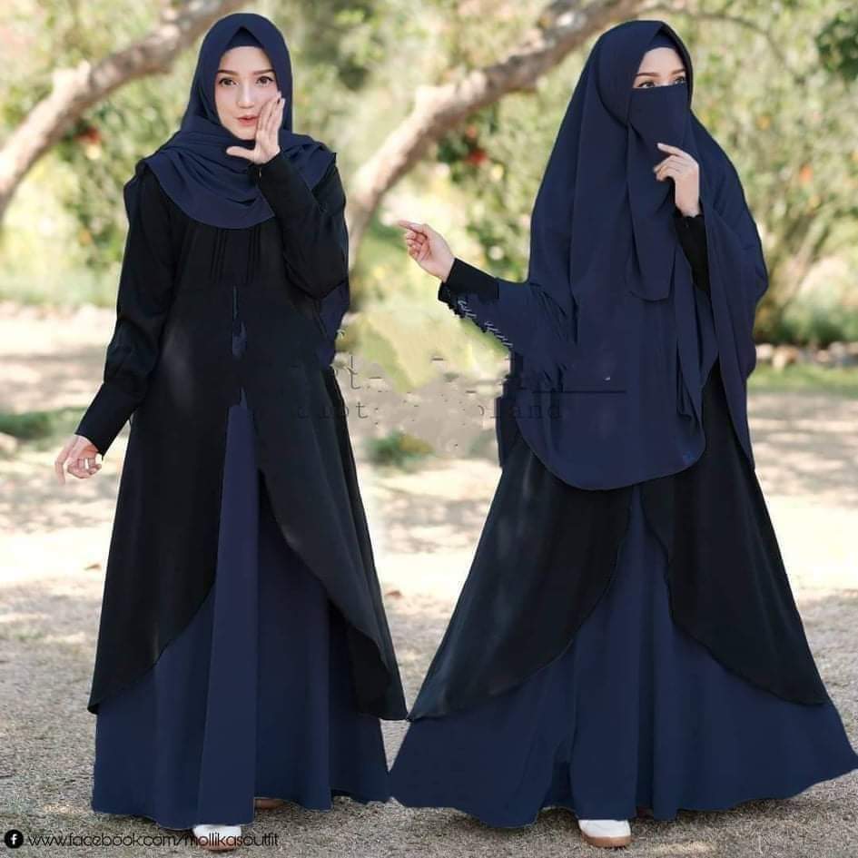 Cherry Borka with Hijab and Niqab, Lengths 52 to 56, 6 Colours