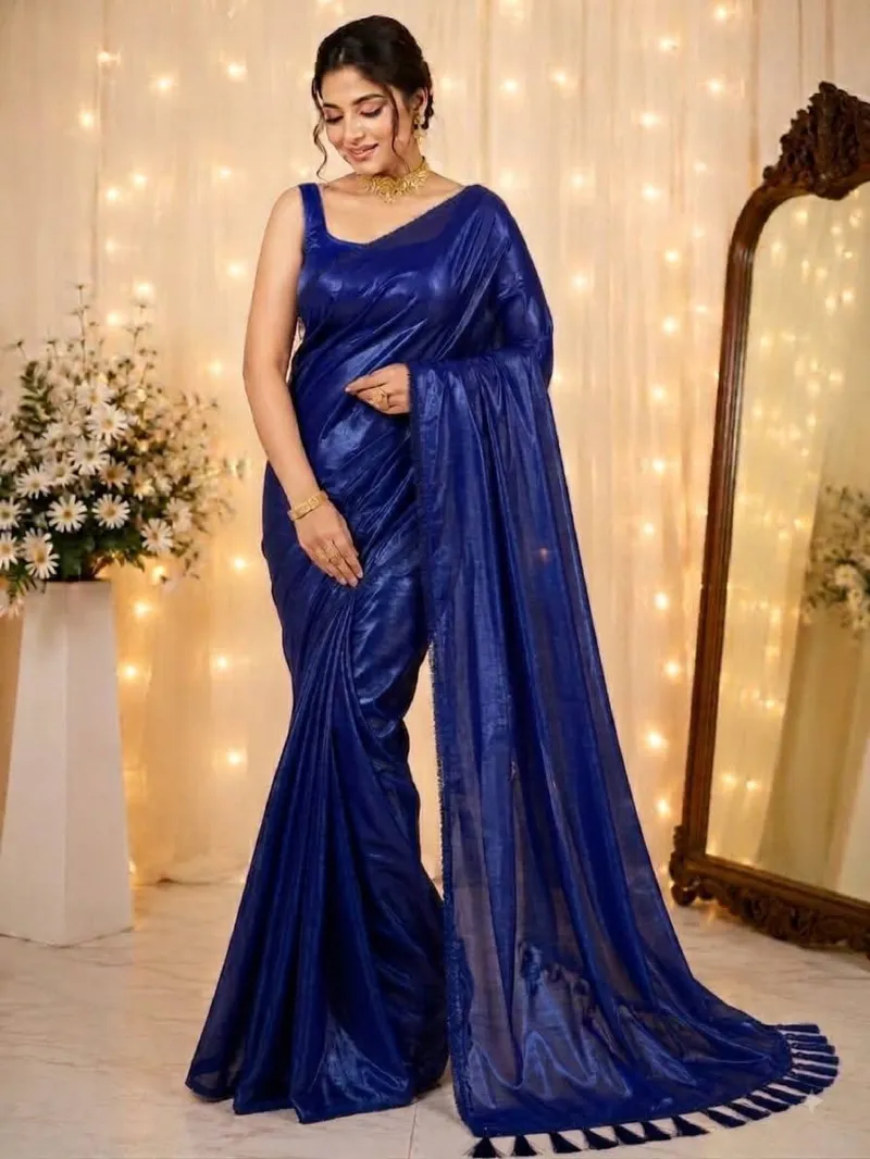 Shimmer Silk Saree with Running Blouse Piece for Parties
