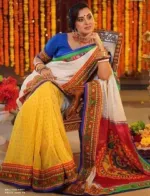 Women's Half Silk Saree with Screen Print Work, No Blouse Piece