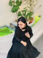 Georgette Three Piece with Linen Salwar, Free Size 44