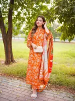 Micro Stitch Digital Print Three Piece with Bindu Orna