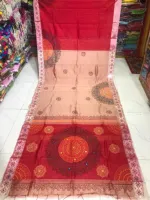 Block Print Dhupian Silk Saree with Embroidery, 13 Haath Long