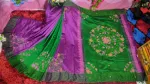 Women's 13 Haath Dhupian Silk Saree with Embroidery and Block Print