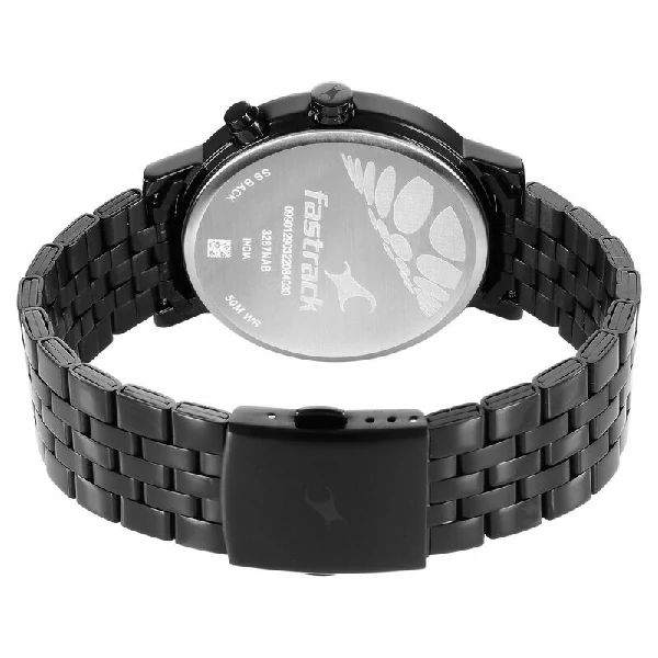 Fastrack NS3287NM01 Tick Tock Quartz Multifunction Black Dial Metal Strap Watch