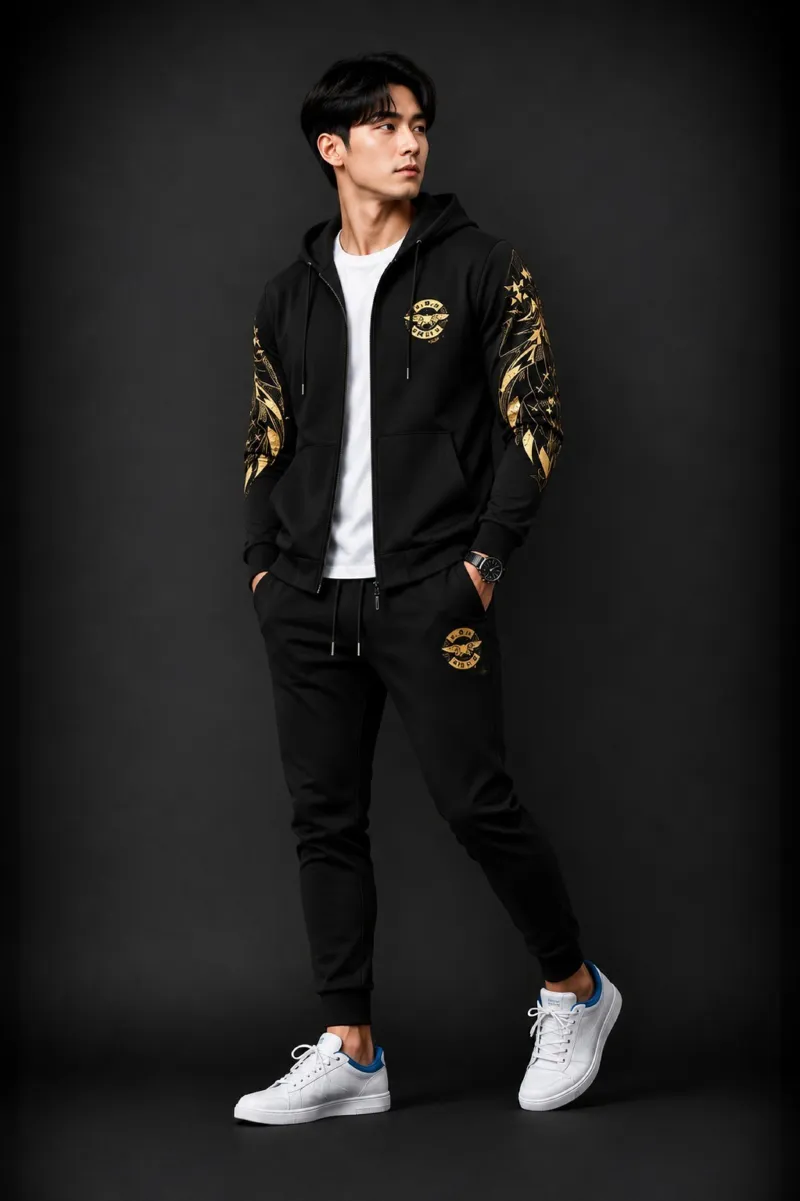 Brushed Pure Cotton Hoodie and Trouser Combo, 280-300 GSM