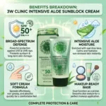 3W Clinic Intensive Aloe Sunblock Cream SPF50+ PA+++ 70ml (Korea)