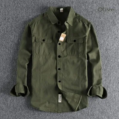 High Thickness Double Pocket Shirt  ( Green)