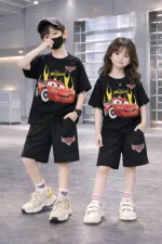 Kids' Drop Shoulder Printed T-Shirt and Pant Set, 2 to 5 Years