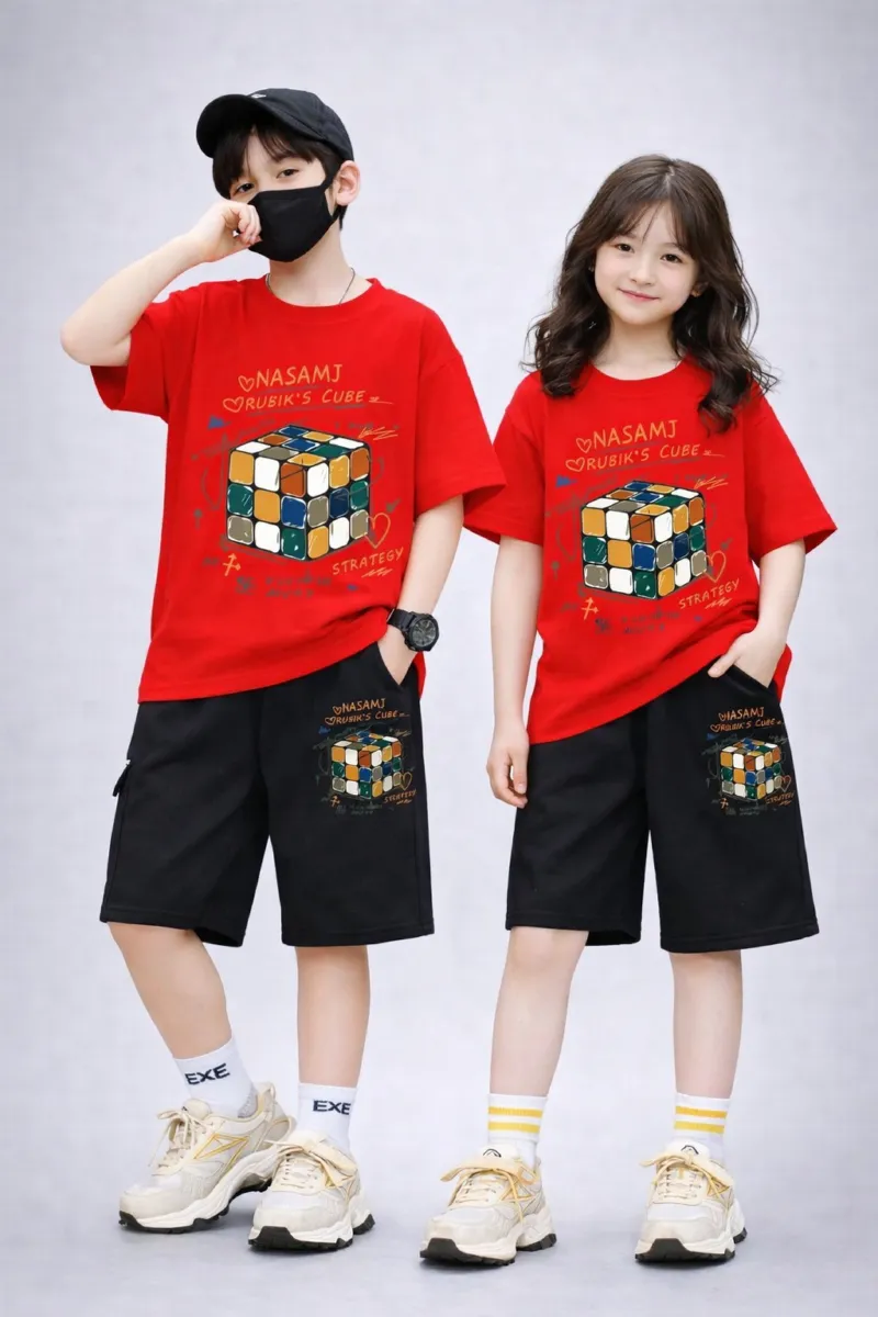 Kids' Drop Shoulder Printed Tee and Pant Set, 6 Colours