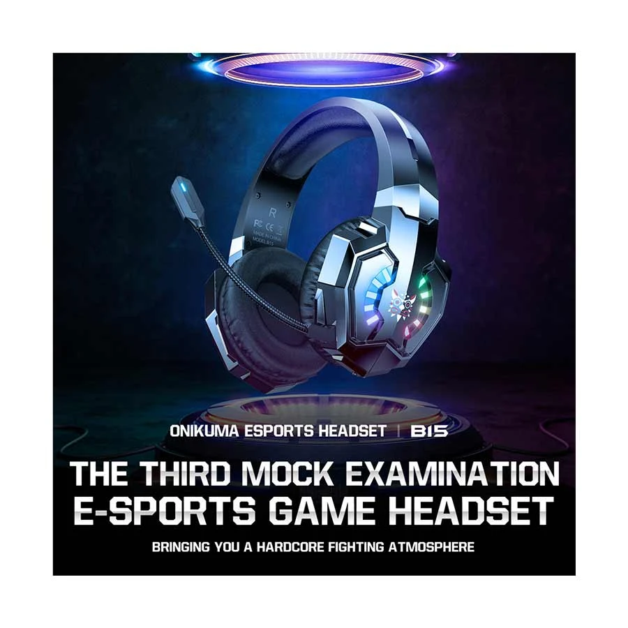 Onikuma B15 RGB Tri-Mode Bluetooth Black Gaming Headphone