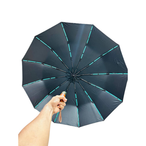 Premium 12-Ribs Automatic Open/Close Wood Handle Umbrella