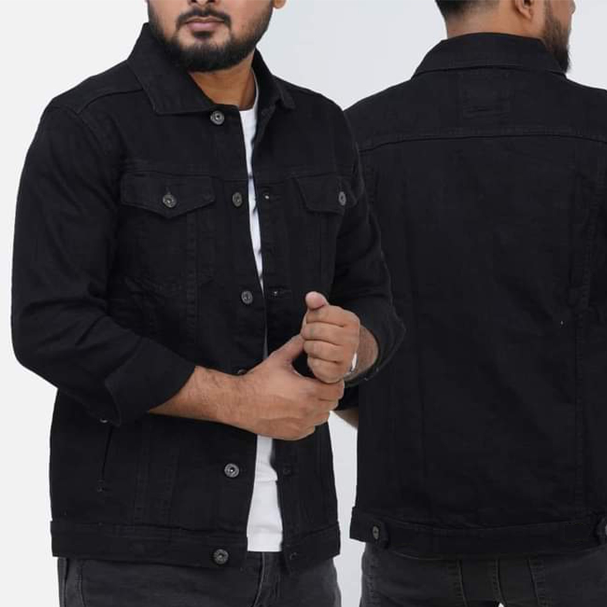 Men's Full Sleeve Denim Jacket (Black)