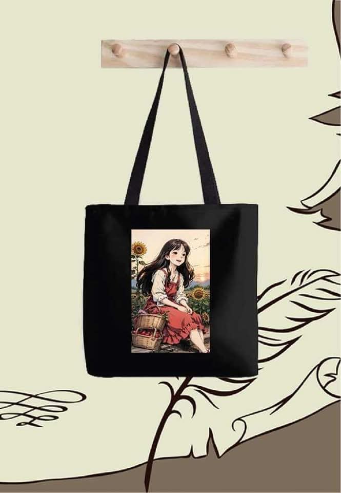 Printed Canvas Tote Bag for College and Shopping, 6 Colours