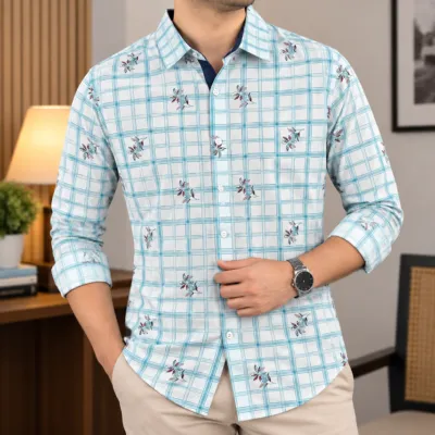Pure Cotton Check Contrast Shirt