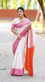 Kashmiri Work Katan Saree with Buti Design and Blouse Piece