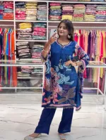 Digital Print Gown Three Piece with Karchupi and Georgette Orna