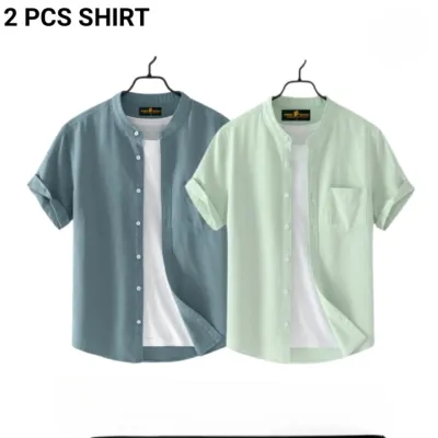 Fashionable casual  Half Sleeve shirt for men  ( Mint + Ash )