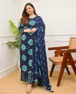 Soft Cotton Chunri Print Three Piece with Tassels, M and L