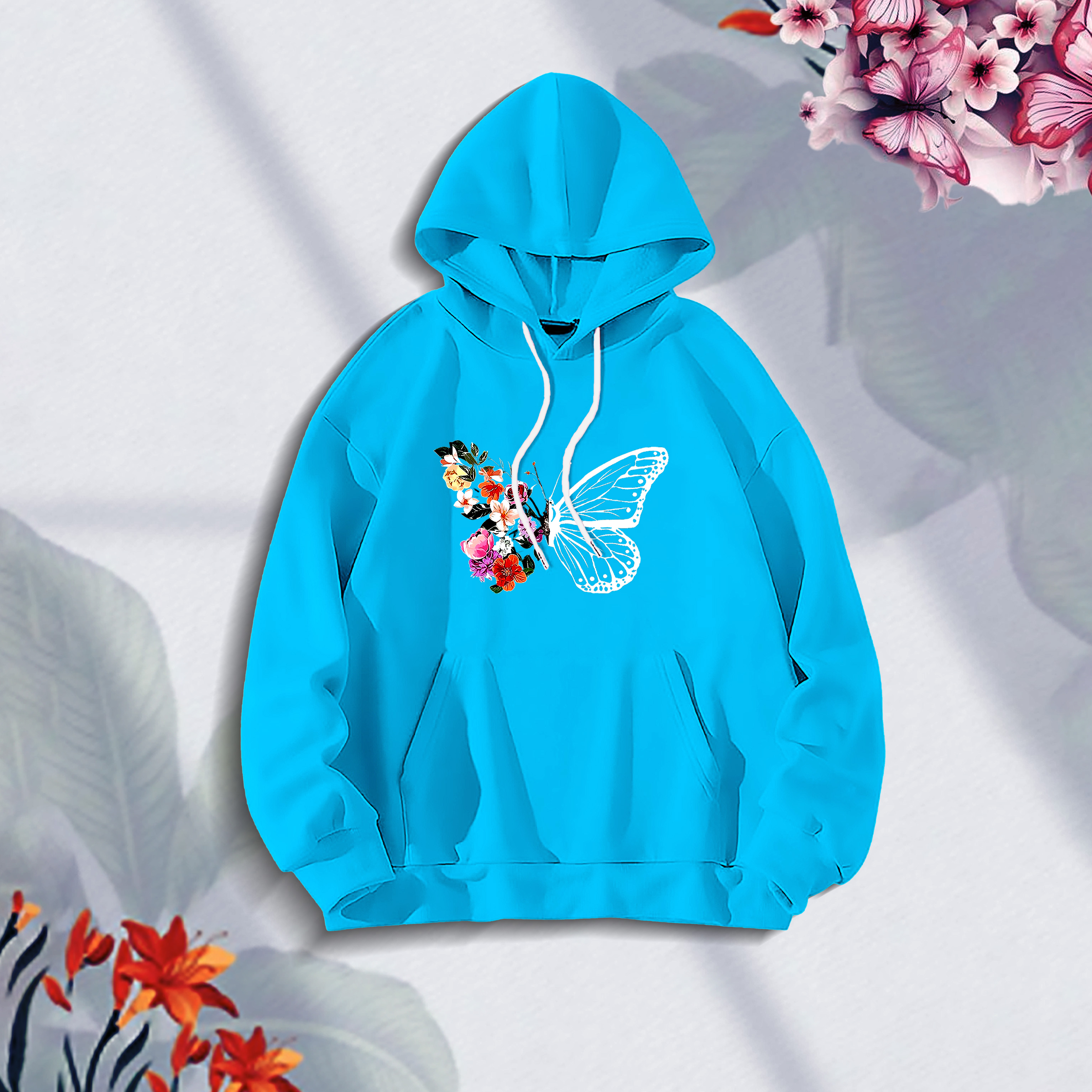 Premium Comfortable Stylish (Butterflies -Pest) Ladies winter hoodie
